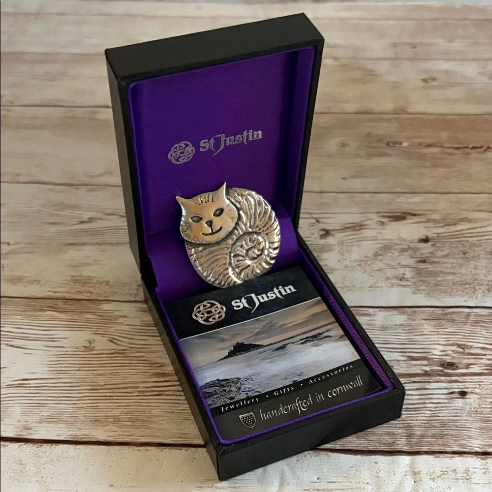 St. Justin Pewter Cat Pin